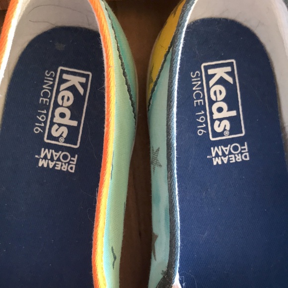 Keds size 7-1/2 7.5 hand painted Dreamfoam duck sneakers blue stars sun moon EUC - Picture 5 of 11